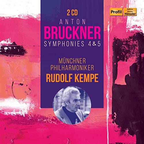 CD cover for Bruckner symphonies with conductor Rudolf Kempe’s portrait.