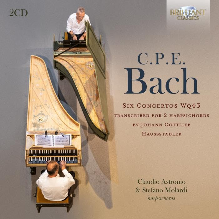 CD case for C.P.E. Bach’s Six Concertos, featuring two harpsichords.