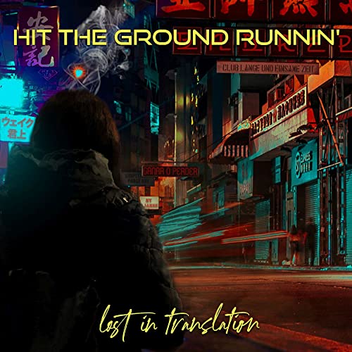 CD cover: person’s back in a neon-lit, urban night scene.