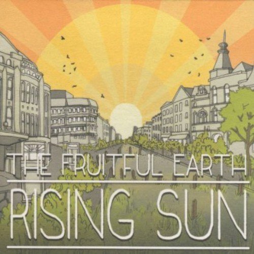 CD cover with a rising sun over a sketched cityscape.