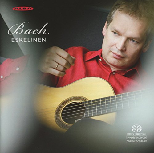 Ismo Eskelinen playing a classical guitar, album cover for Bach suites.