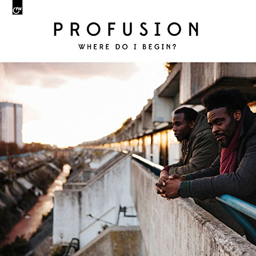 Album cover: two men looking out over a city landscape.