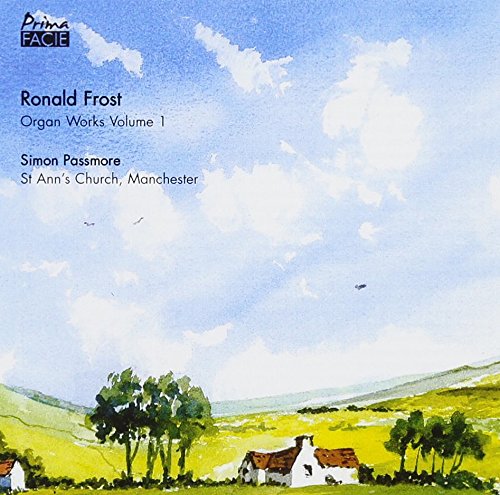 CD cover with watercolor landscape, text naming composer Ronald Frost and organist Simon Passmore.