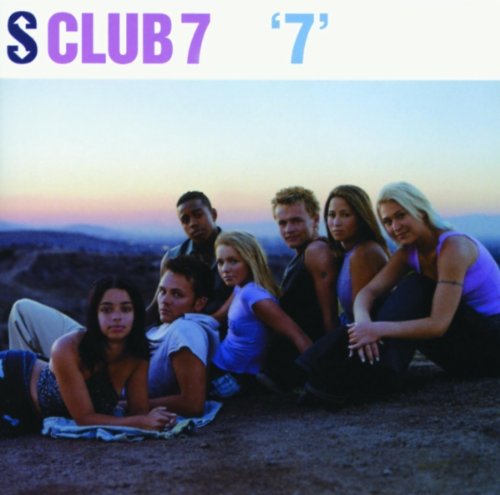 S Club 7 album cover, group portrait against a desert landscape.