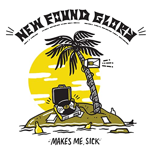 New Found Glory album cover: island scene with palm tree and vinyl record.