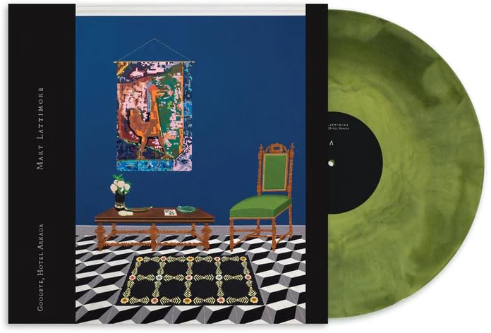 Vinyl record and album cover with a room interior painting.