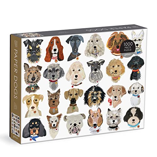 Galison 9780735371941 Paper Dogs Jigsaw Puzzle, Multicoloured, 1000 Pieces