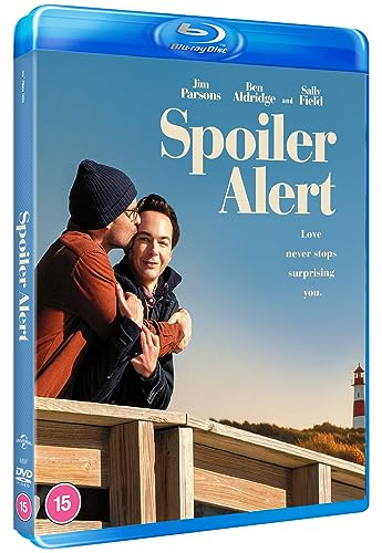“Spoiler Alert” Blu-ray case featuring a couple embracing by a lighthouse.