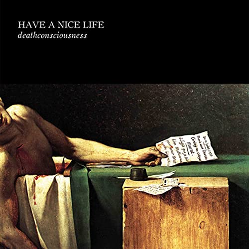 Album cover: reclining figure with writing and objects on a box.