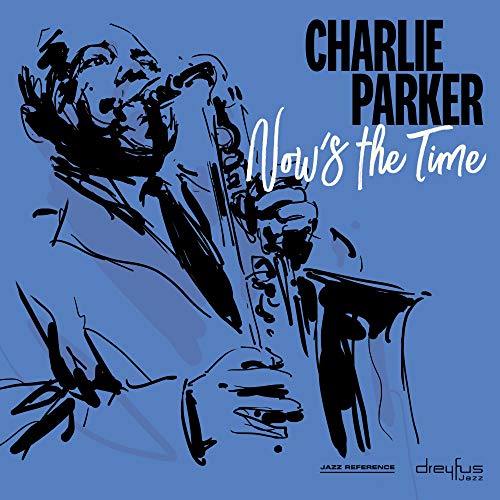 CD cover: Charlie Parker playing saxophone in black and white sketch.