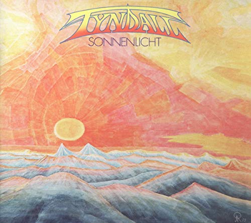 CD cover: painted landscape with mountains, sun, and band logo "Tyndall - Sonnenlicht".