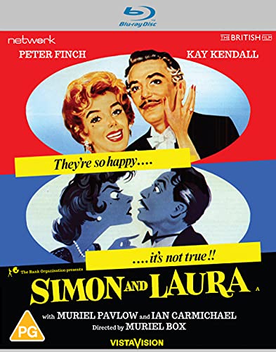 Blu-ray cover for "Simon and Laura" featuring a painted image of four people.