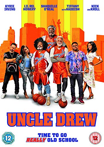 DVD cover featuring the cast of Uncle Drew standing before a city skyline background.