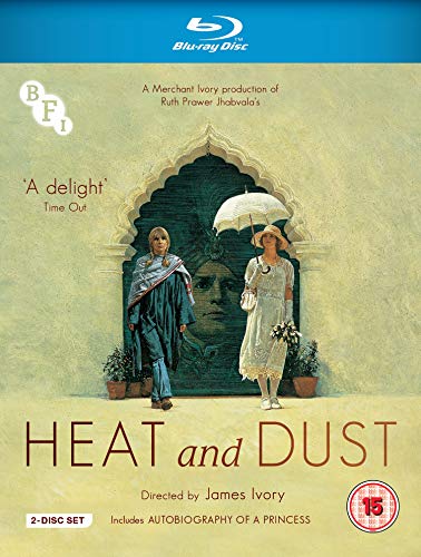 “Heat and Dust” Blu-ray cover featuring two women with an arched doorway.