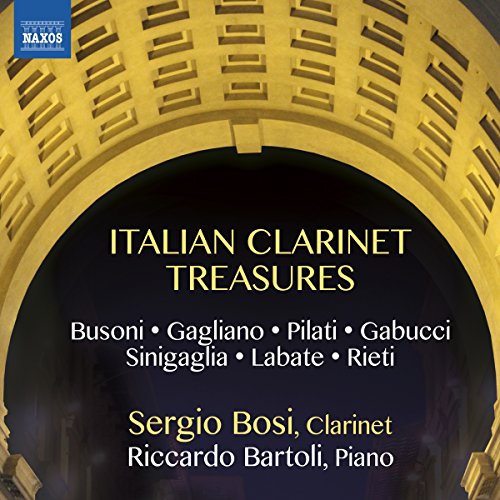 CD cover for “Italian Clarinet Treasures” featuring a clarinet and piano.