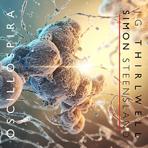 Album cover for "Oscillospira" by Simon Thirlwell, featuring textured, abstract shapes.