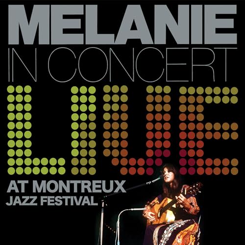 Melanie performing live at Montreux Jazz Festival, vinyl record cover.