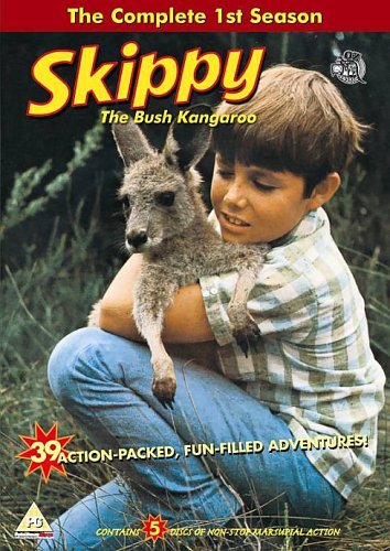 DVD cover for "Skippy the Bush Kangaroo" featuring a boy and kangaroo.