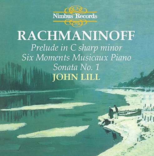 CD cover for Rachmaninoff piano works performed by John Lill, winter scene.