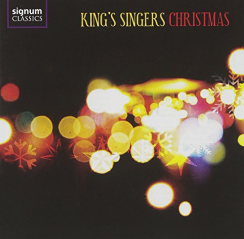 CD cover for King’s Singers Christmas album with blurred lights and snowflakes.