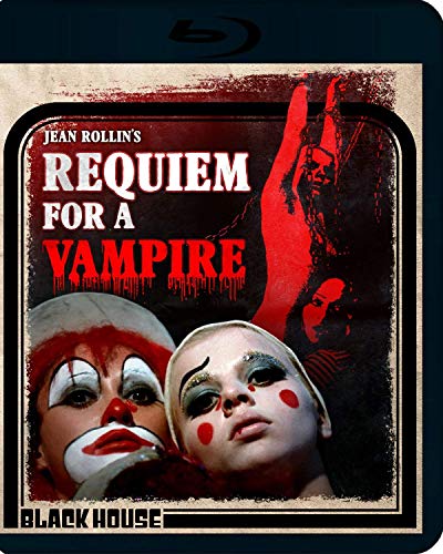 Requiem For A Vampire" Blu-ray cover with clowns and a shadowy figure.