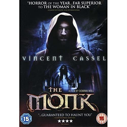 DVD cover for “The Monk” featuring Vincent Cassel in a hooded robe.