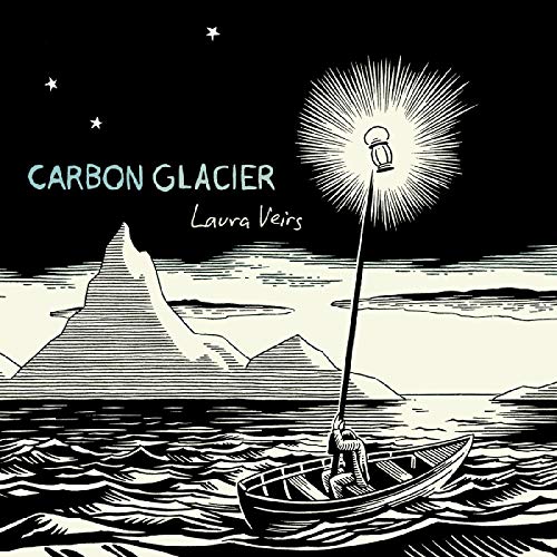Album cover for Laura Veirs’ “Carbon Glacier” with a boat and mountains.