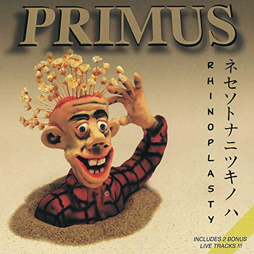 Album cover for Primus Rhinoplasty featuring a caricature man with flowers growing from his head.