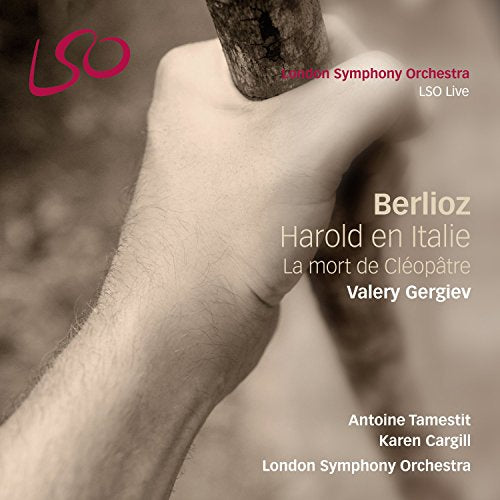 CD cover for Berlioz’s “Harold en Italie” featuring a hand holding a bow.