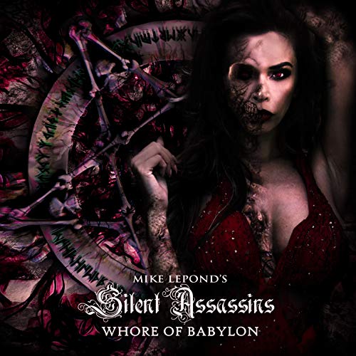 Album cover featuring a woman in red beside a dark, occult skeletal circle.