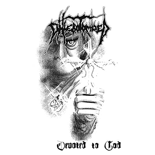 Black and white album cover with an eye, hands, and ornate text.