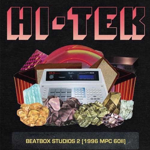 Vinyl record cover featuring an MPC60II sampler and colorful crystals.