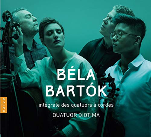 CD cover featuring four string quartet musicians and composer Béla Bartók’s name.