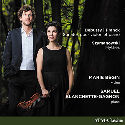 CD cover featuring a violinist and pianist in a forest setting.