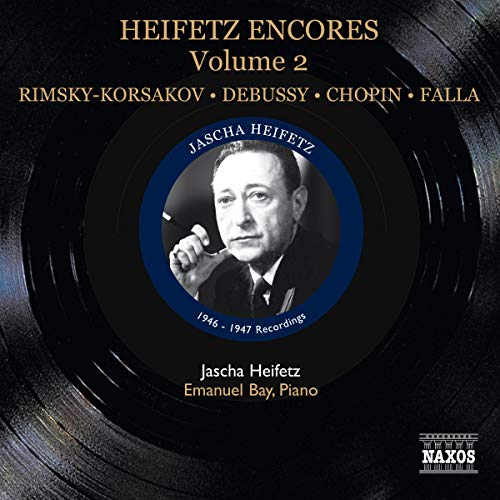 CD cover featuring violinist Jascha Heifetz’s portrait within a record design.