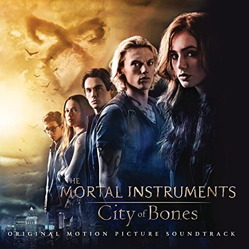 CD cover for "The Mortal Instruments: City of Bones" soundtrack, featuring cast.