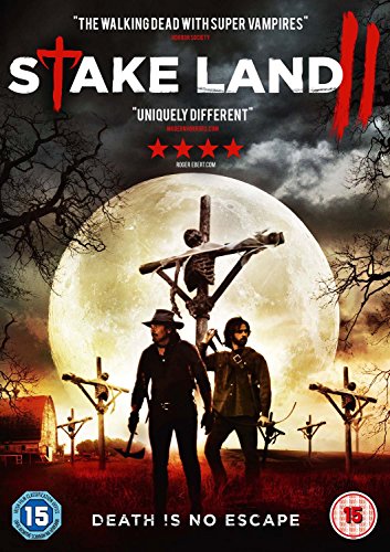Stake Land II" DVD cover with two men, a large moon, and crosses.