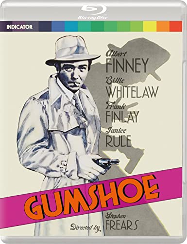 Blu-ray cover for "Gumshoe" featuring a man in a hat with a gun.