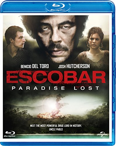 Blu-ray cover for “Escobar: Paradise Lost” featuring Benicio del Toro and Josh Hutcherson.