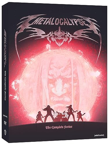 DVD case for Metalocalypse: The Complete Series, featuring a band and fiery design.
