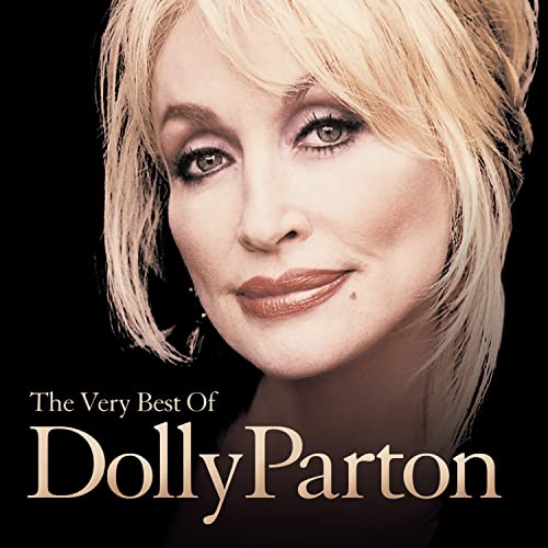 Close-up portrait of Dolly Parton against a black background with album title text below.