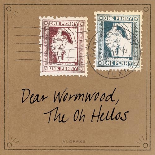 Album cover for “Dear Wormwood” by The Oh Hellos, with postage stamps.