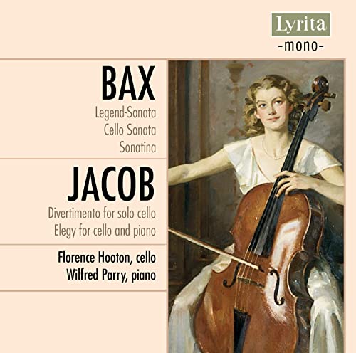 CD cover featuring a woman with a cello, text listing composers and performers.