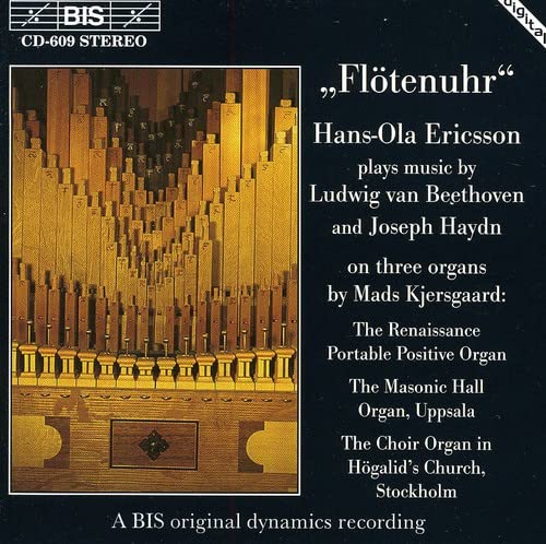 CD cover for "Flötenuhr" by Hans-Ola Ericsson featuring pipe organ imagery.