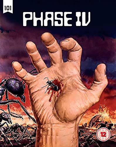 “Phase IV” Blu-ray cover: a large hand with ants and a red sky.