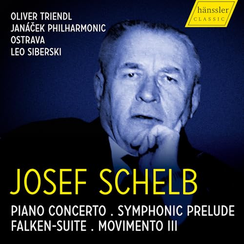 CD cover featuring portrait of composer Josef Schelb, dark blue background.