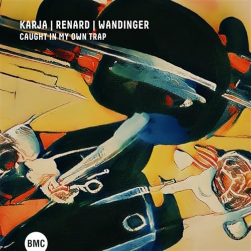 CD cover with abstract painted figures and bold text: "Caught In My Own Trap".