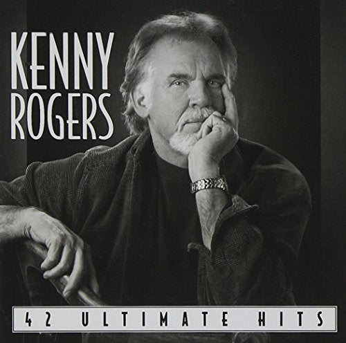 Kenny Rogers portrait on album cover for "42 Ultimate Hits.