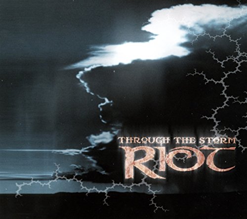 CD cover: stormy sky, lightning, and the band name "Riot".