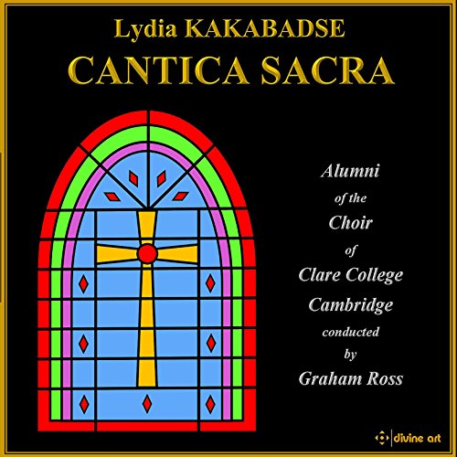 CD cover: stained-glass window design with text “Cantica Sacra” and choir details.